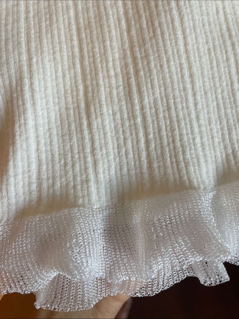Twin-Set Cream Ribbed Button Cardigan with Ruffle Hem - Picture 4 of 5